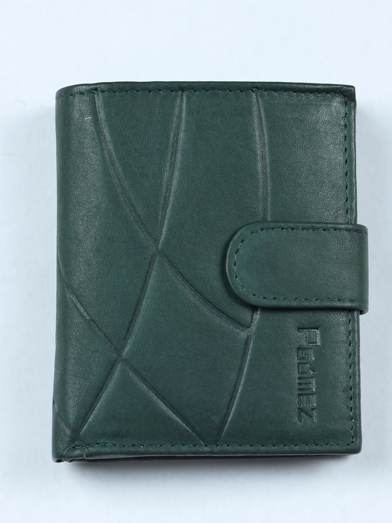 Cartera geométrica de piel · Verde · imagen 1