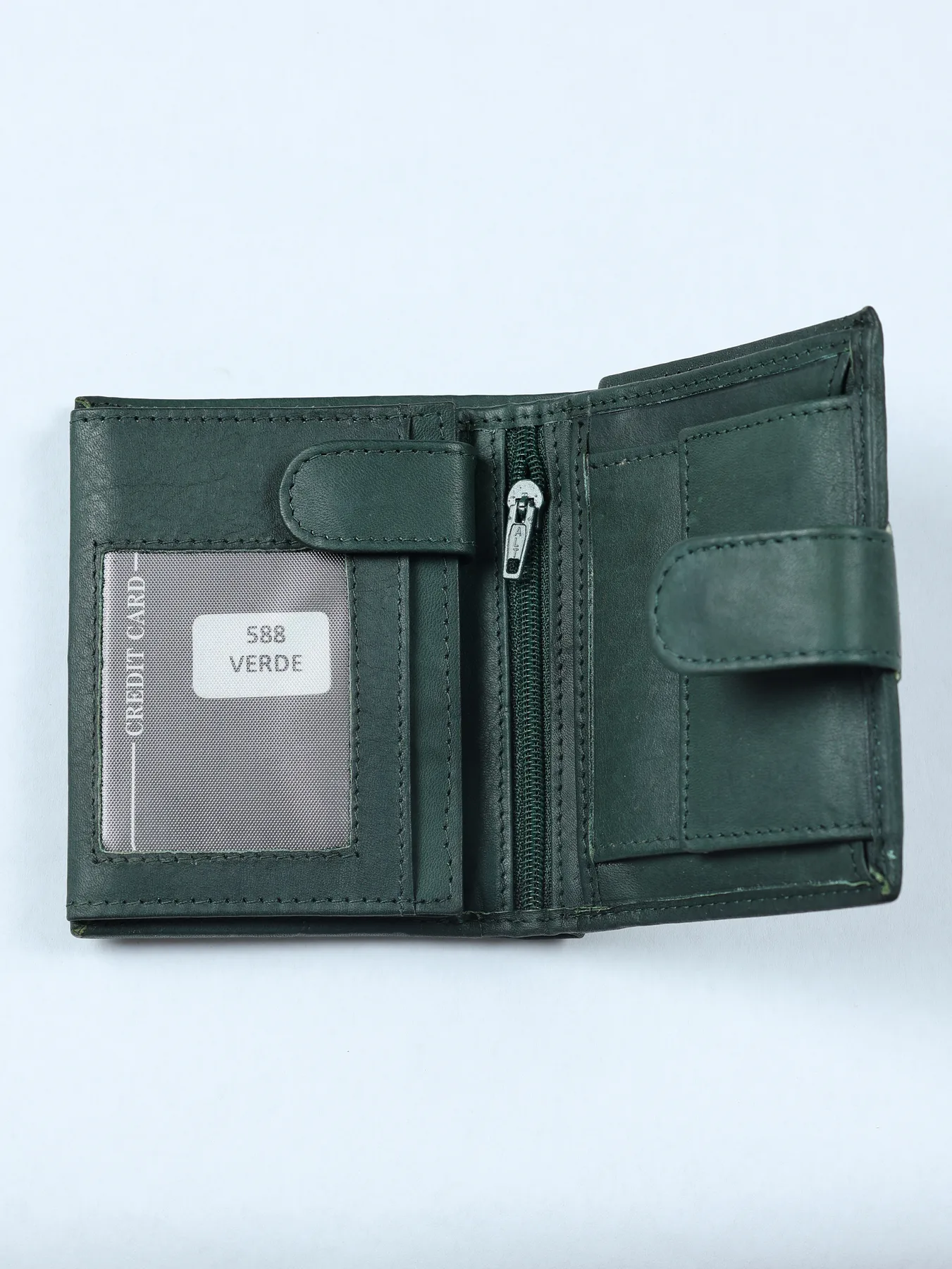 Cartera geométrica de piel · Verde · imagen 3