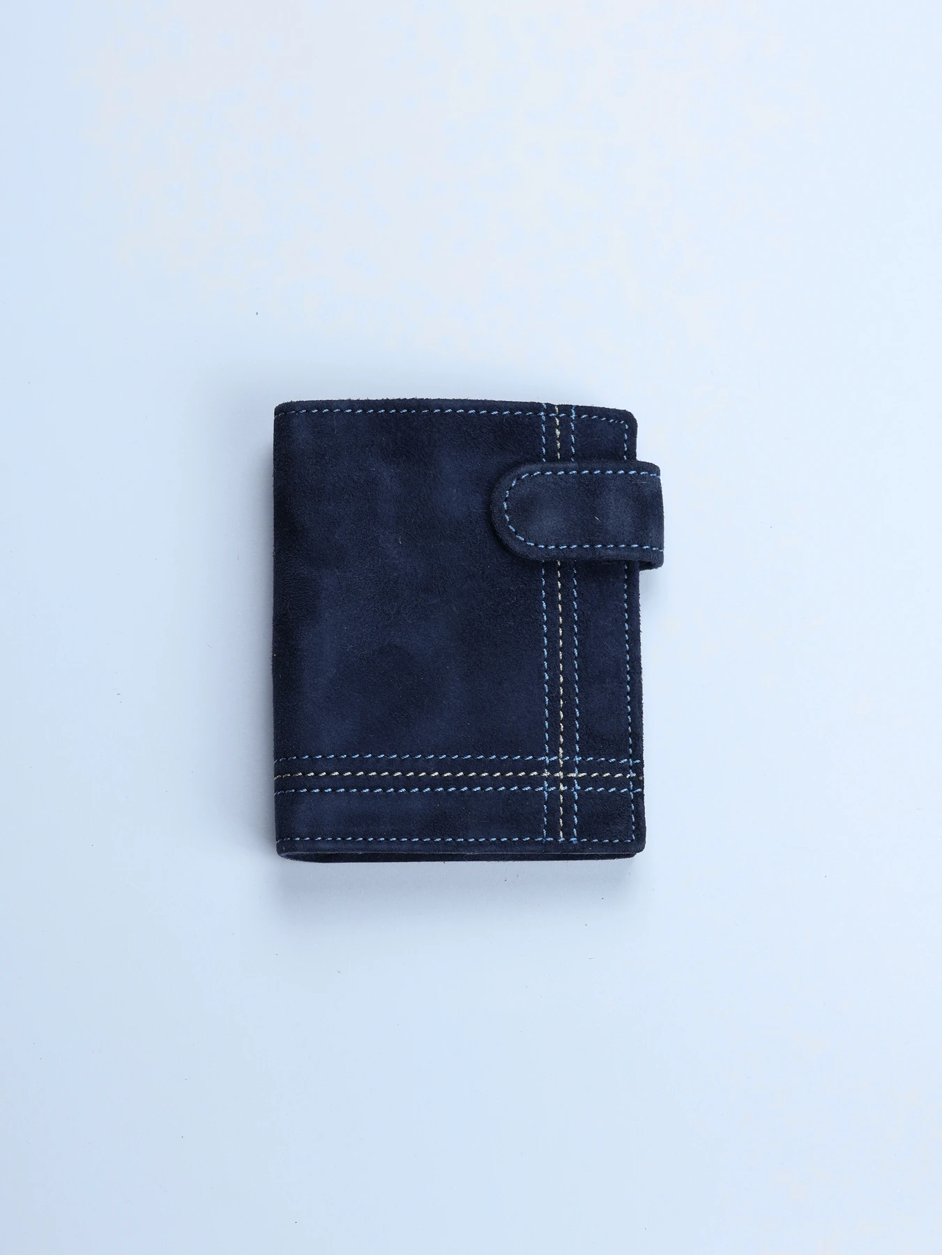Cartera vertical de piel con pespuntes · Marino · imagen 1