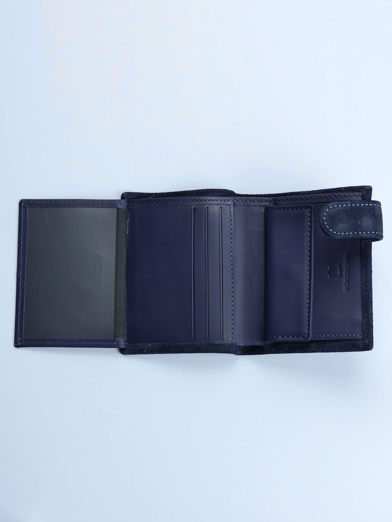 Cartera vertical de piel con pespuntes · Marino · imagen 3