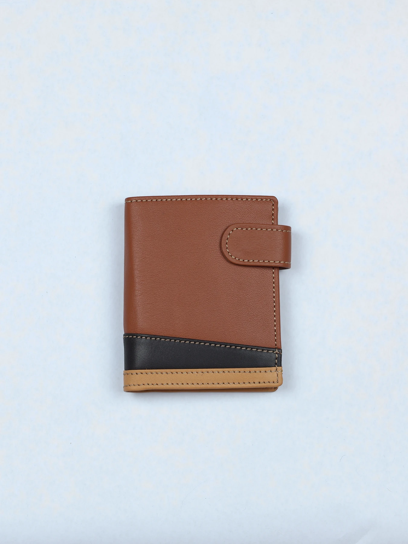 Cartera vertical de piel con bandas en contraste · Cuero · imagen 1