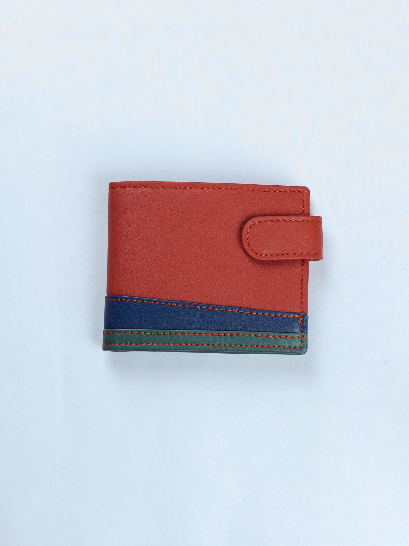 Cartera tricolor de piel · Caldera-Azul-Verde · imagen 1