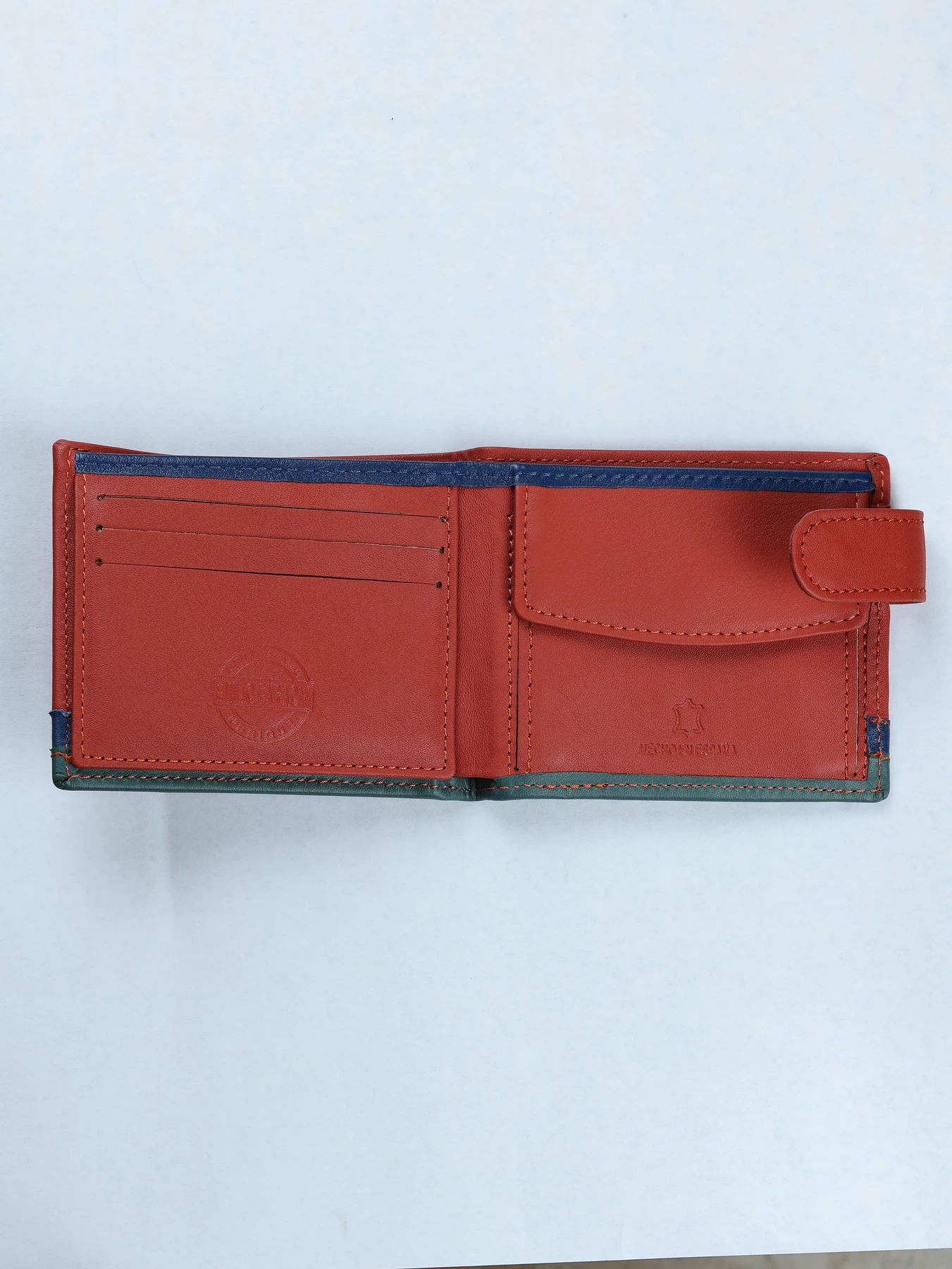 Cartera tricolor de piel · Caldera-Azul-Verde · imagen 2