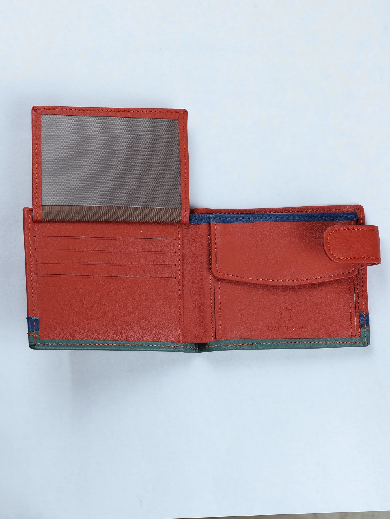 Cartera tricolor de piel · Caldera-Azul-Verde · imagen 3