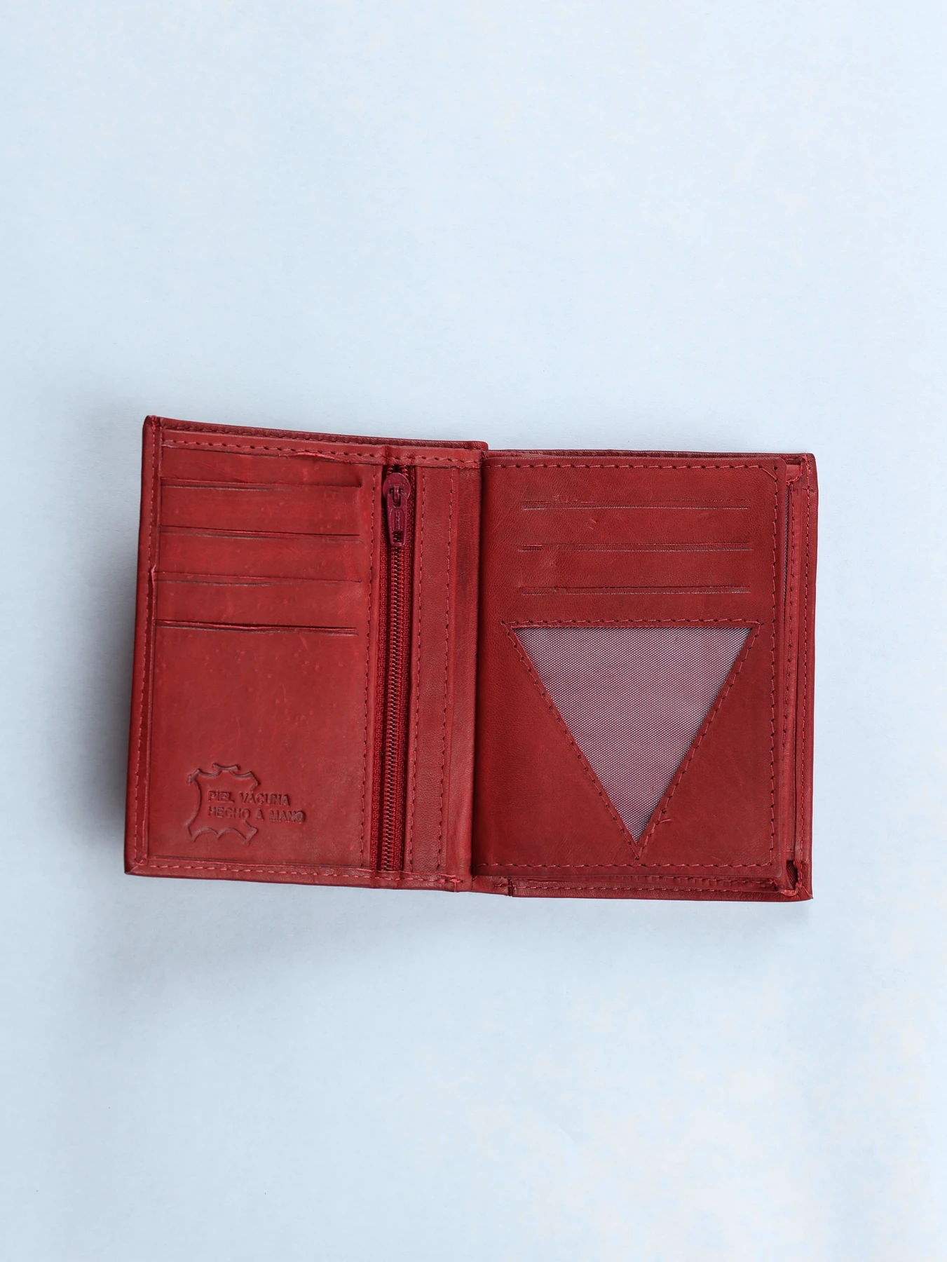 Cartera de piel con monedero · Rojo · imagen 2