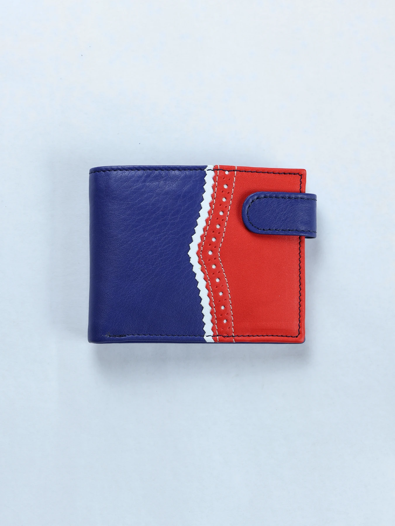 Cartera tricolor con pespunte · Azul-Rojo-Blanco · imagen 1