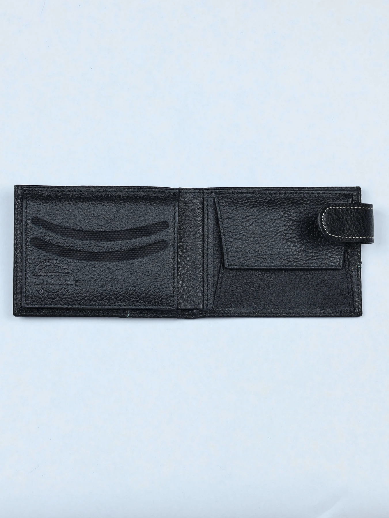 Cartera horizontal de piel con pespunte beige · Negro/pespunte beige · imagen 2