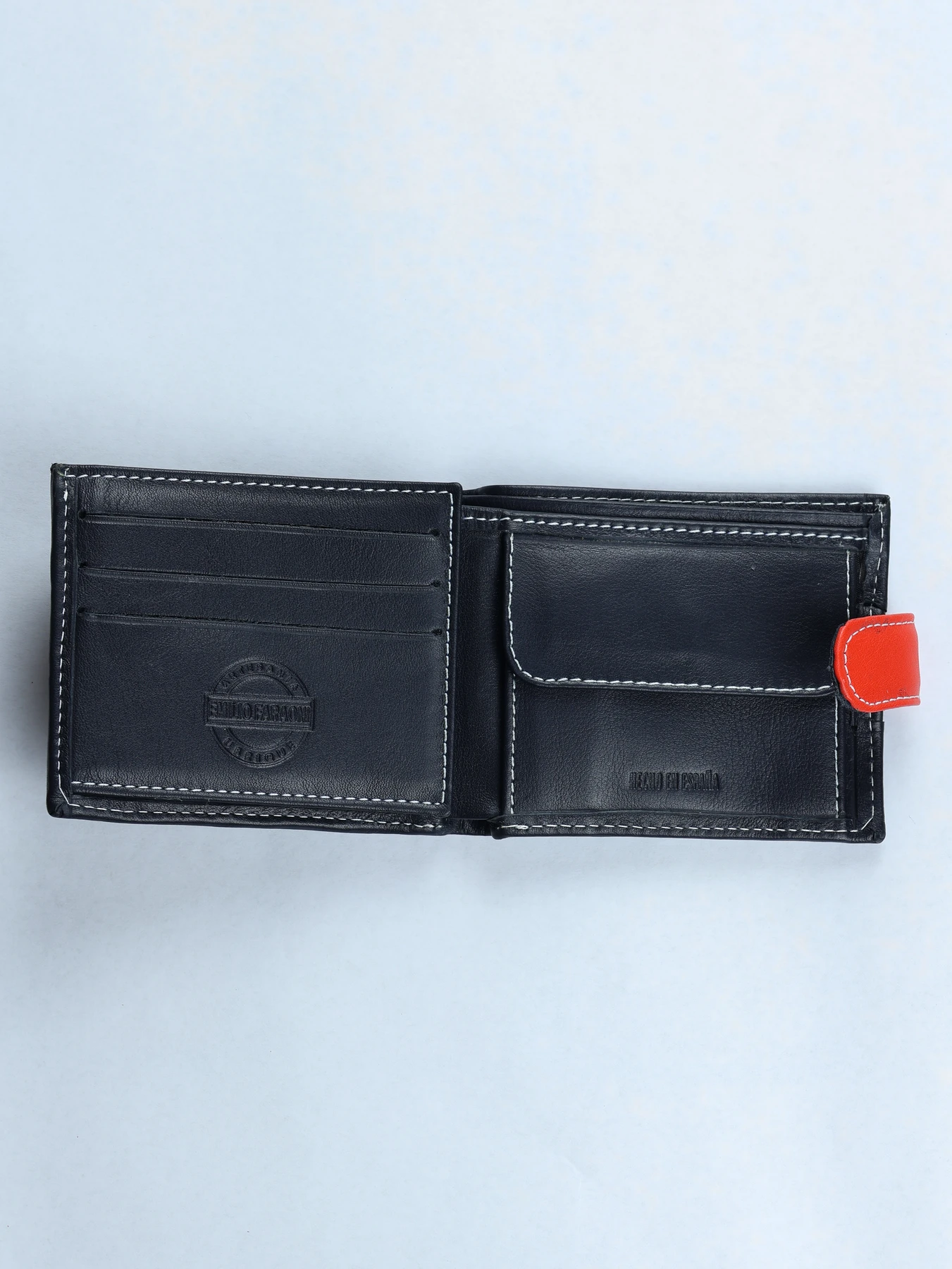 Cartera horizontal de piel con monedero · Negro 1 · imagen 2