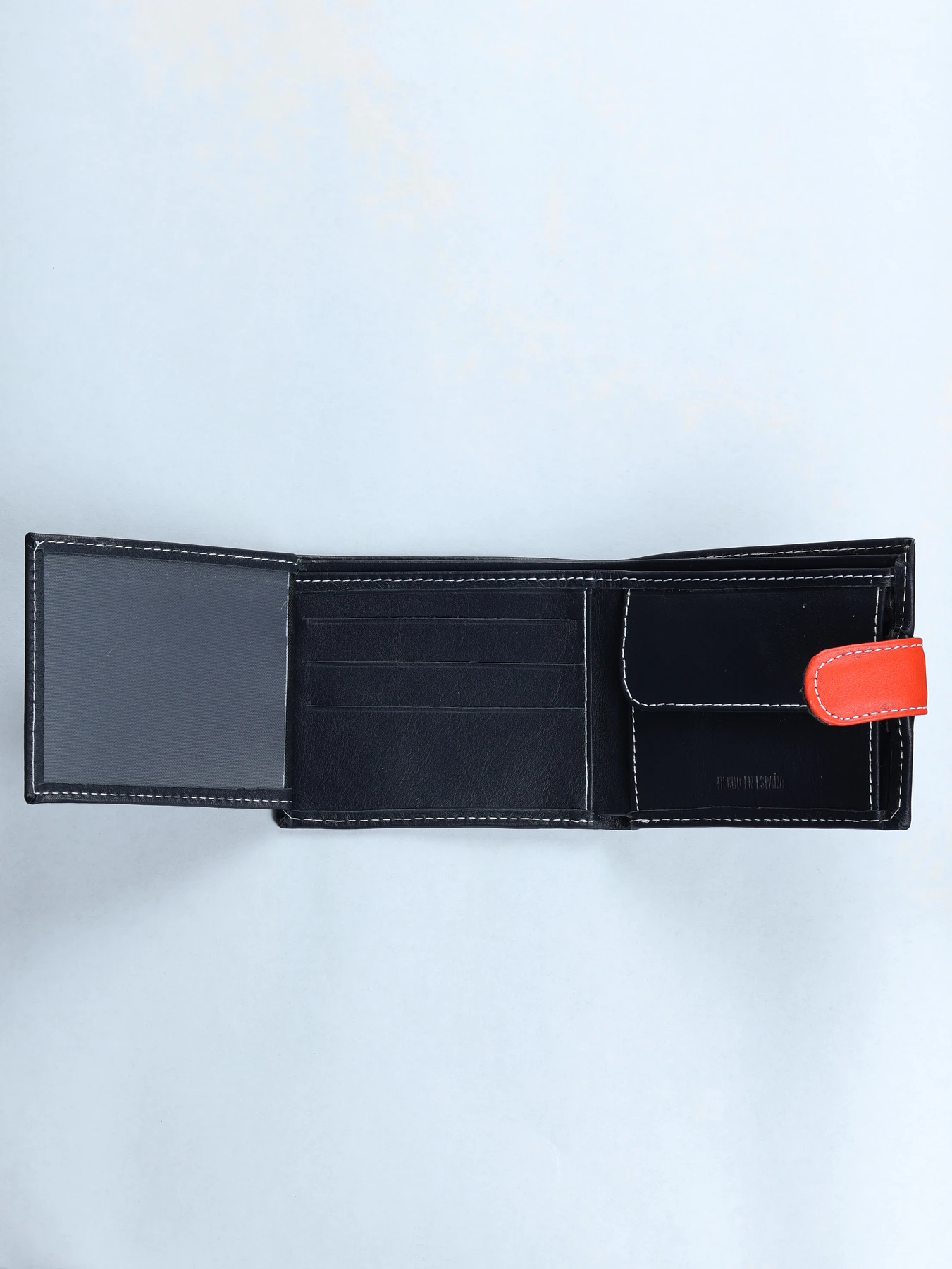 Cartera horizontal de piel con monedero · Negro 1 · imagen 3