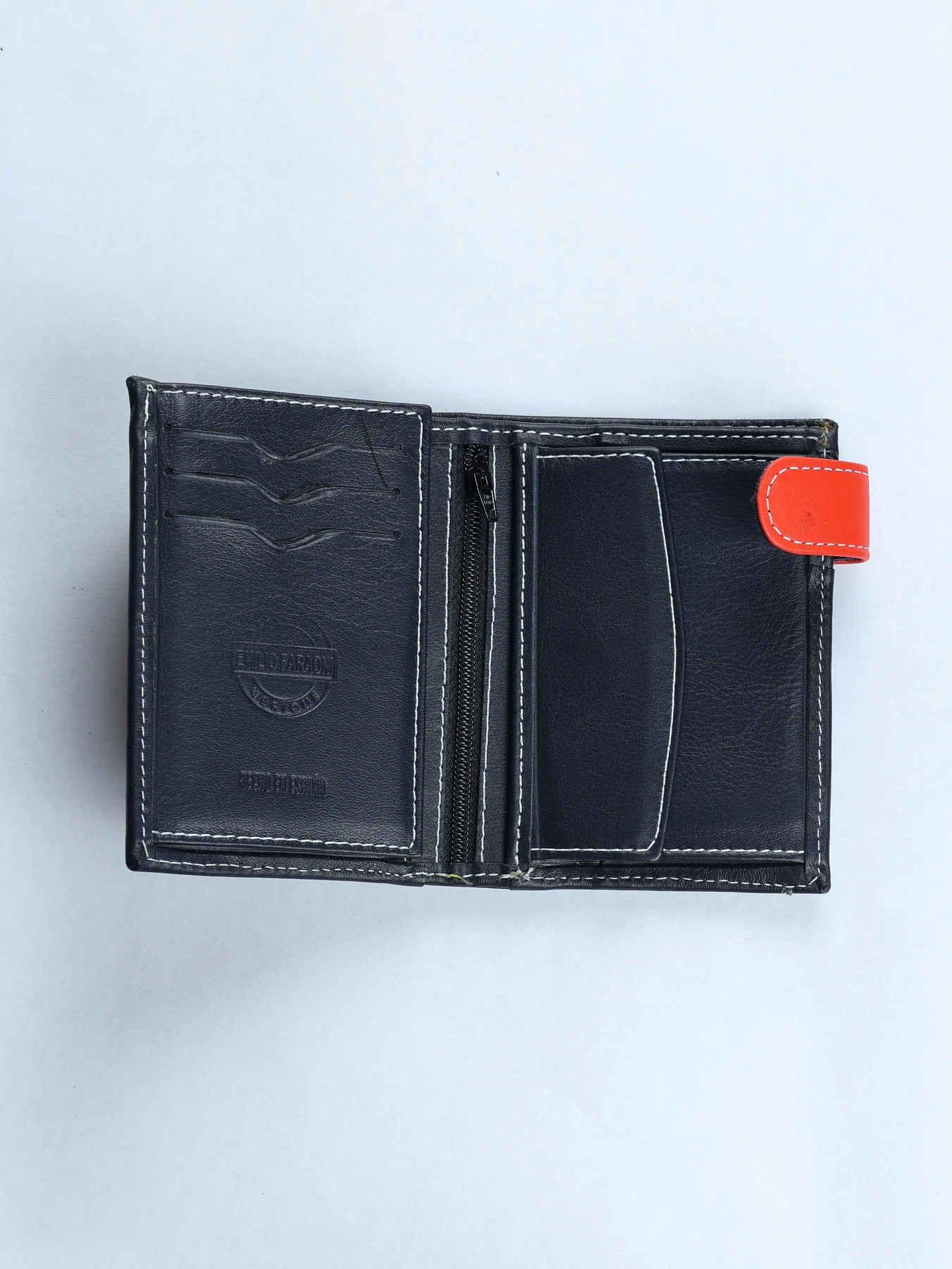 Cartera vertical de piel con monedero · Marino · imagen 2