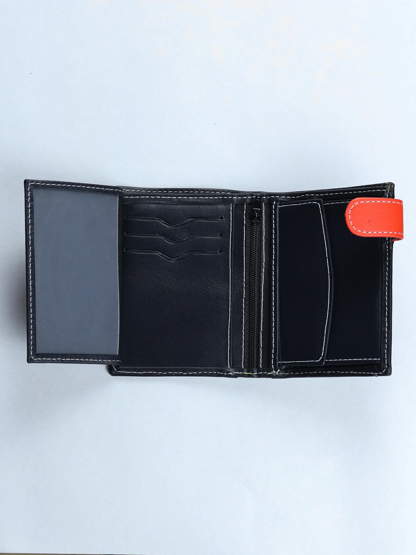 Cartera vertical de piel con monedero · Marino · imagen 3