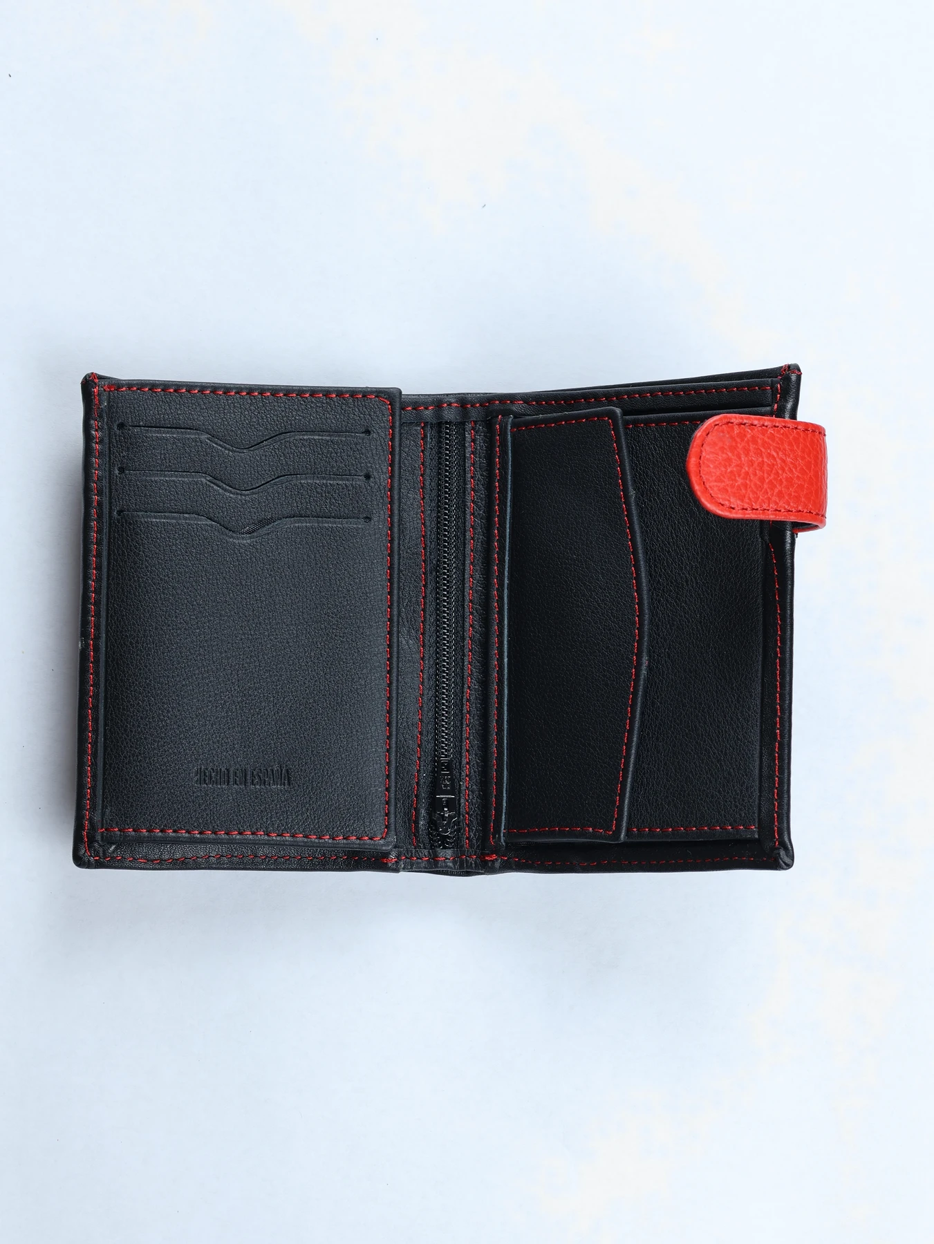 Cartera vertical de piel con monedero · Negro · imagen 2