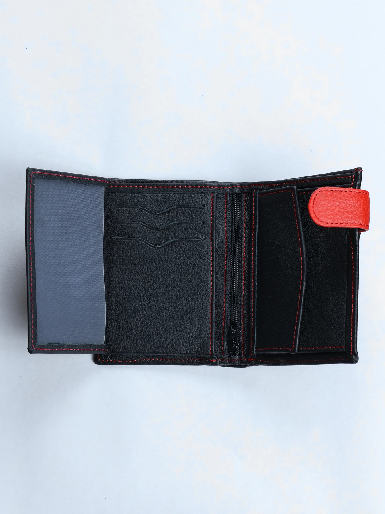 Cartera vertical de piel con monedero · Negro · imagen 3