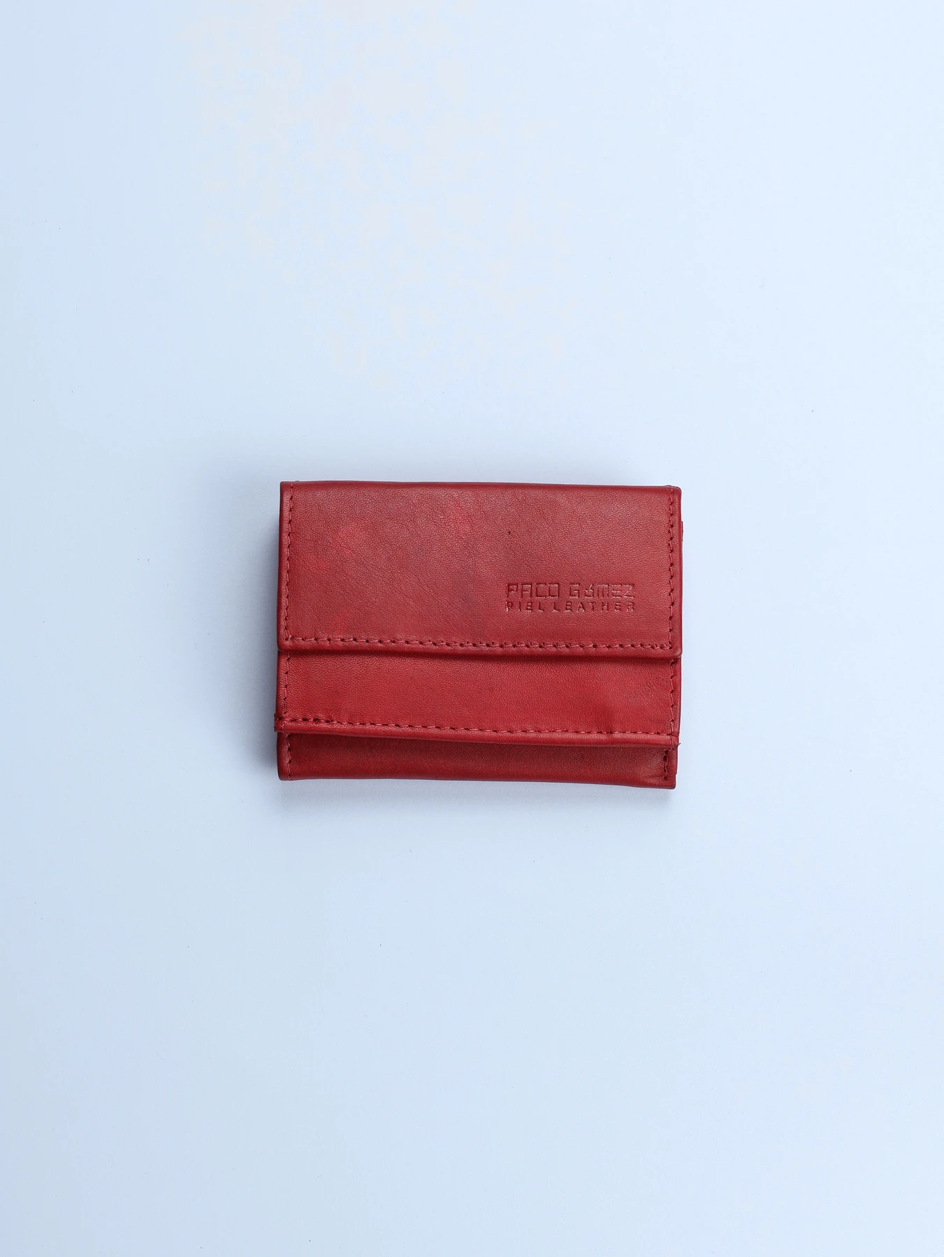 Cartera compacta de piel con interior en contraste · Rojo · imagen 1