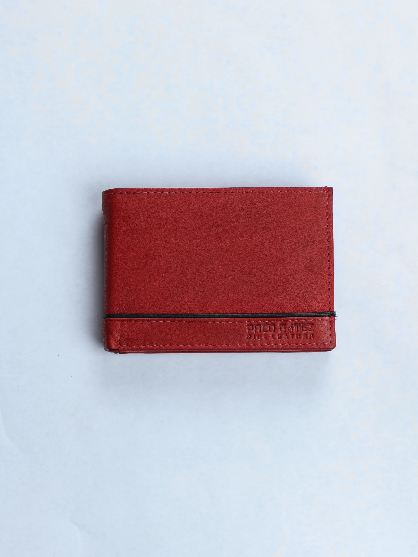 Cartera horizontal de piel con compartimentos · Rojo · imagen 1