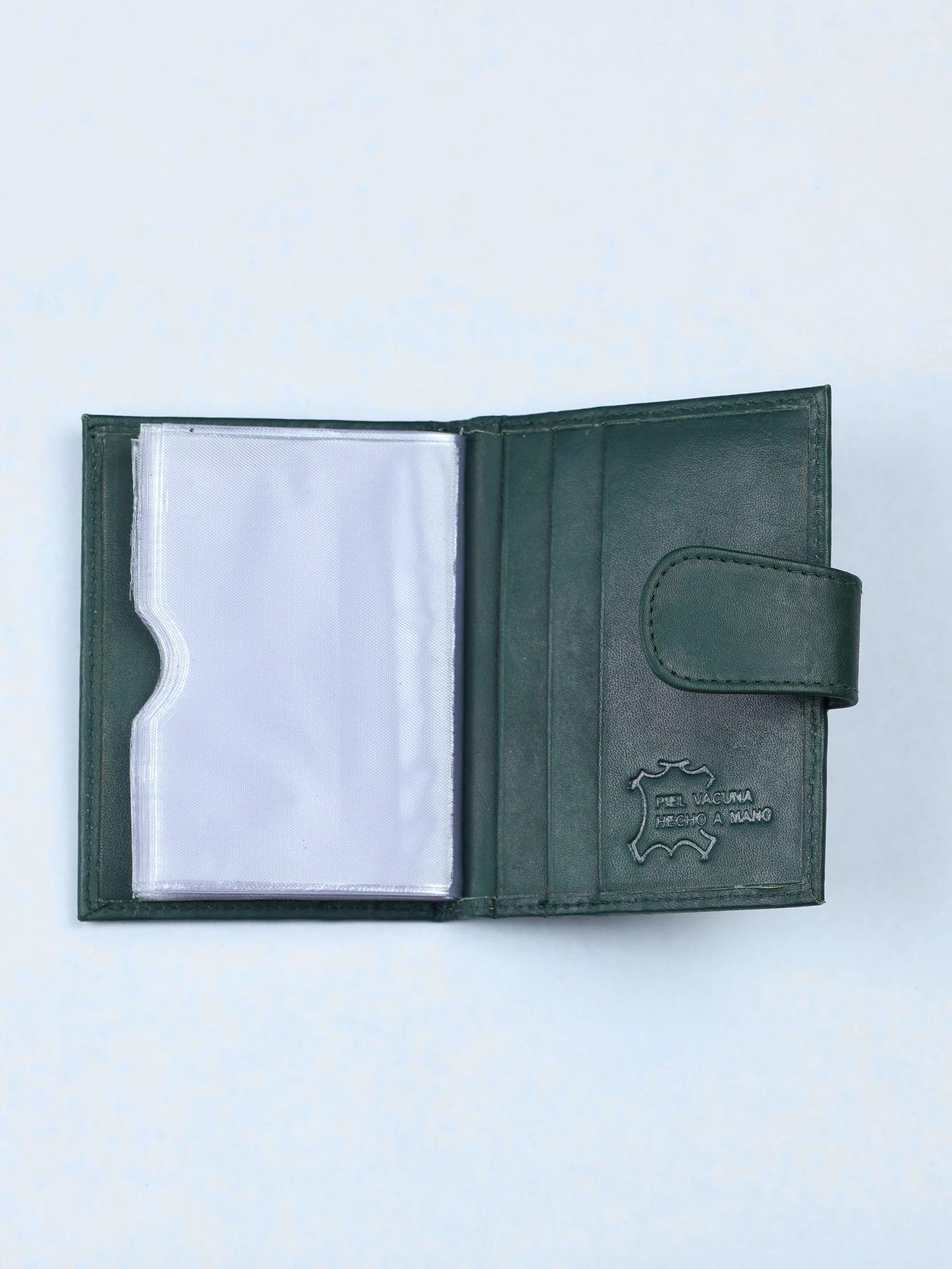 Cartera tarjetero de piel con ventana de identificación · Verde · imagen 2