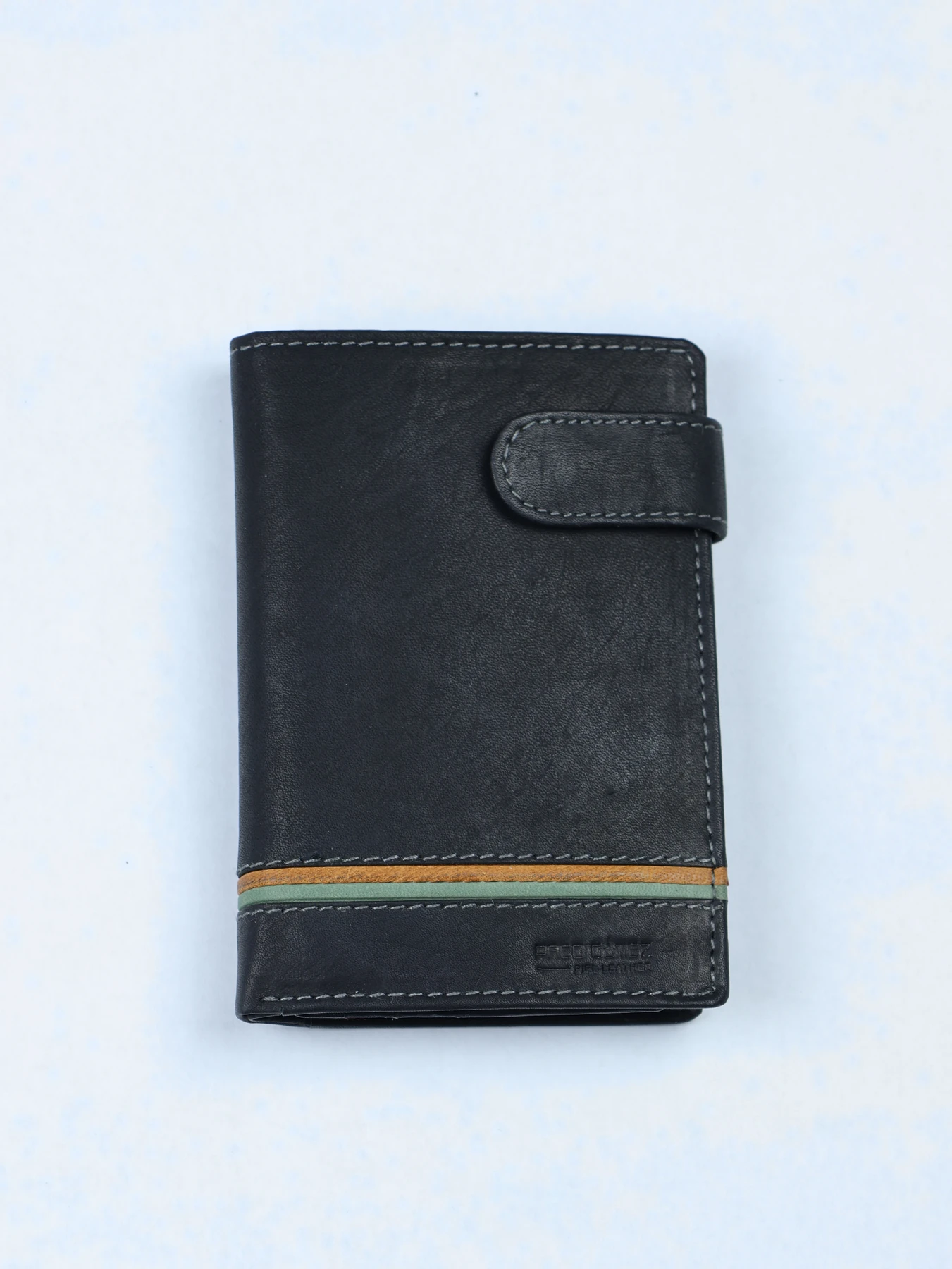 Cartera vertical de piel con banda en contraste · Negro · imagen 1