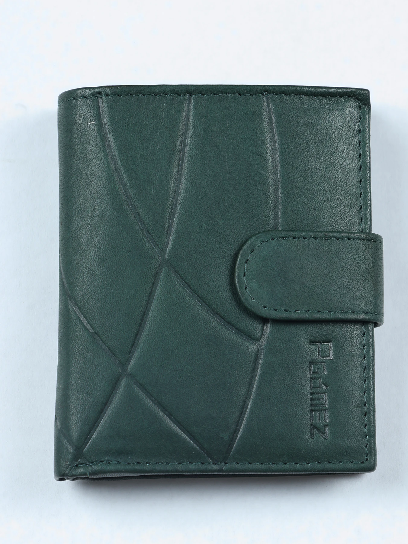 Cartera geométrica de piel · Verde · imagen 1