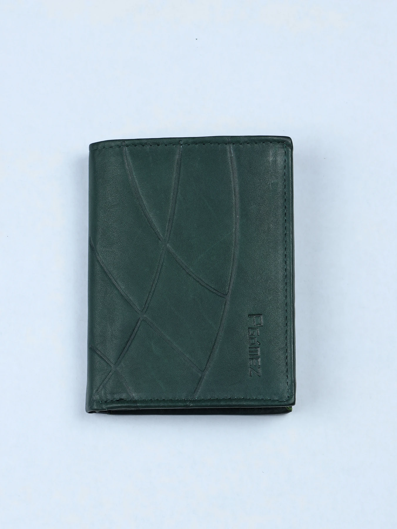 Cartera compacta de piel con paneles diagonales · Verde · imagen 1