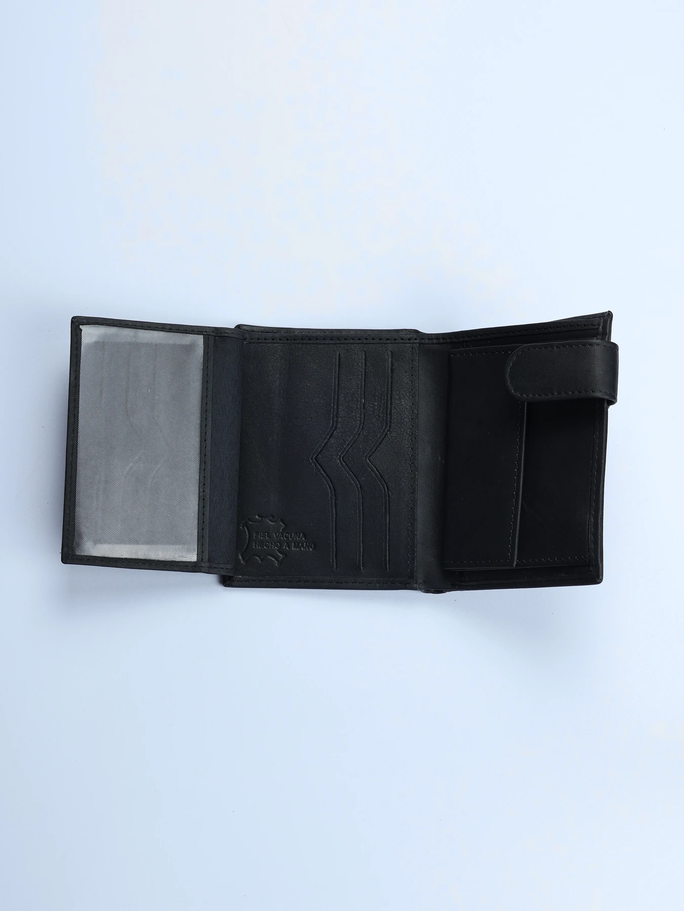 Cartera de piel con paneles geométricos · Negro · imagen 3