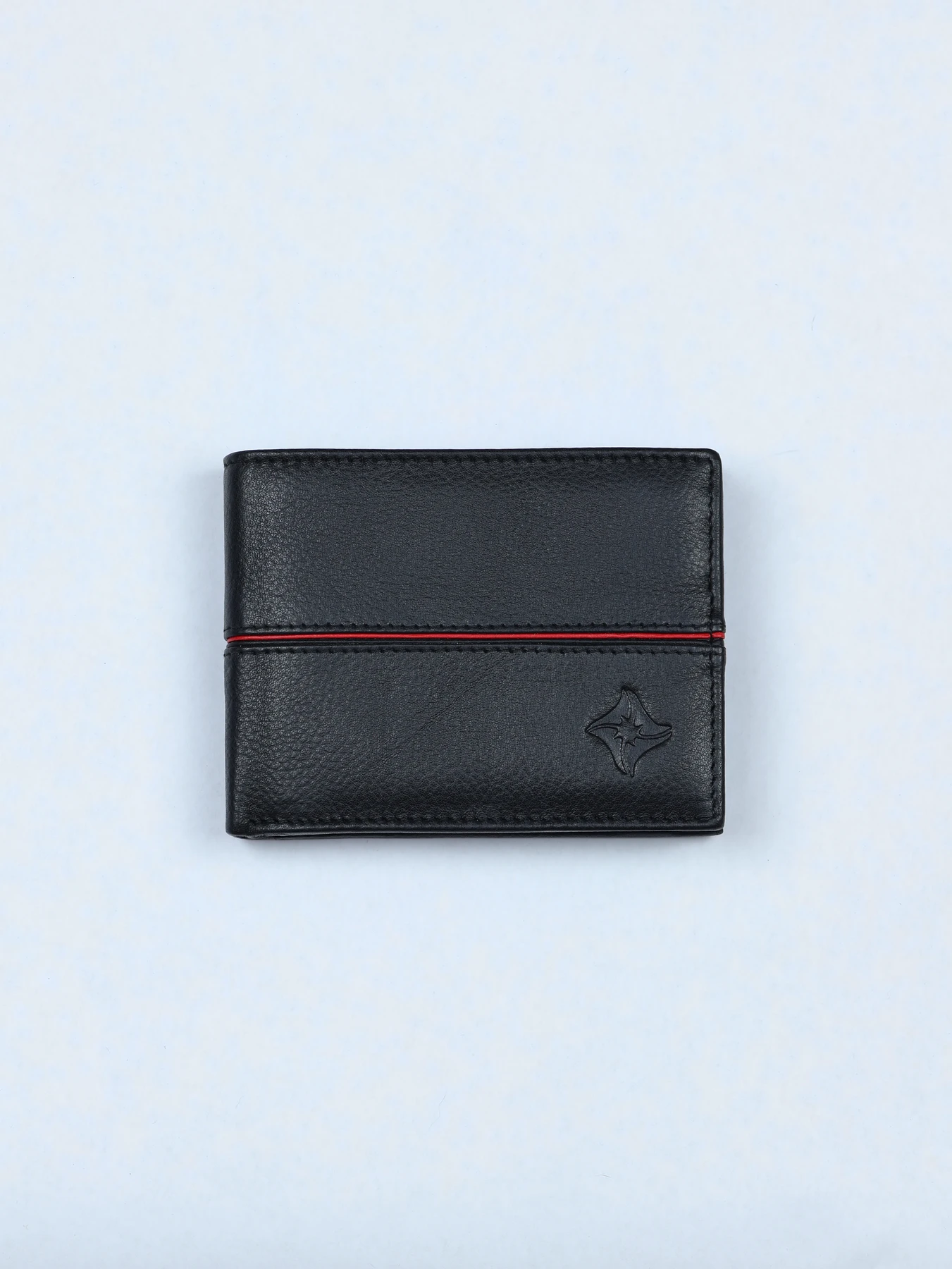 Cartera horizontal de piel con franja en contraste · Negro · imagen 1