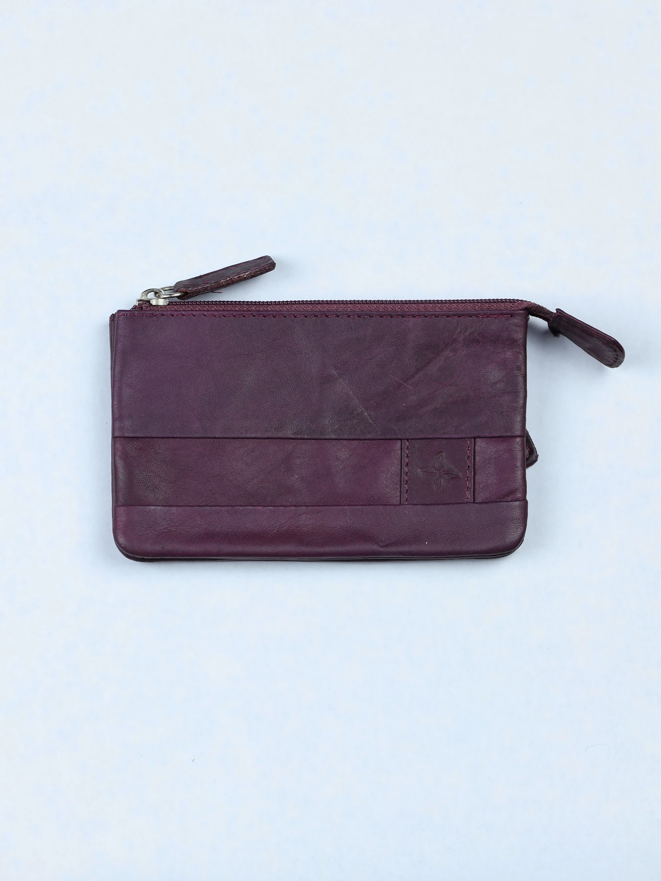 Cartera horizontal compacta de piel · Burdeos · imagen 1