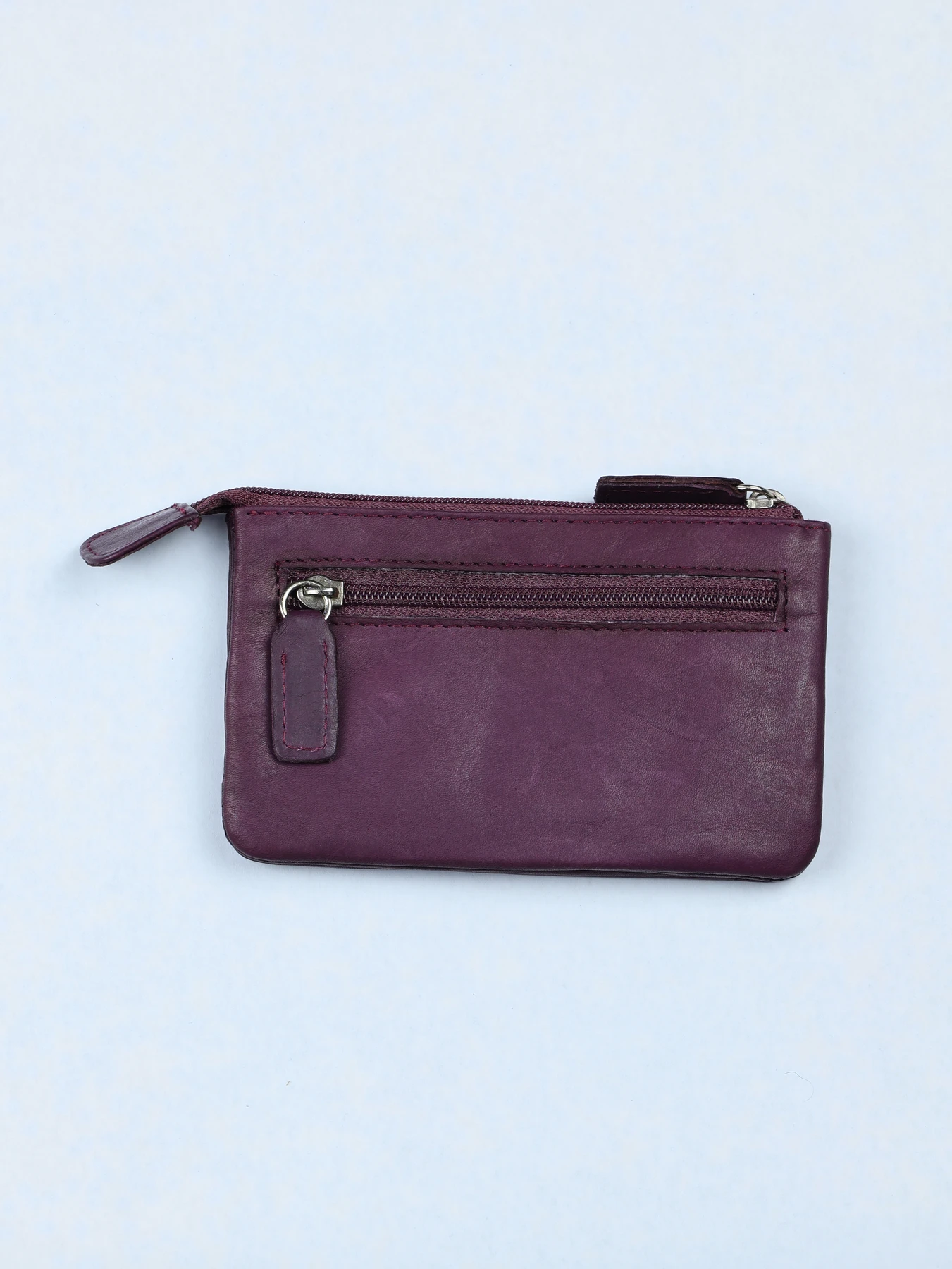 Cartera horizontal compacta de piel · Burdeos · imagen 2