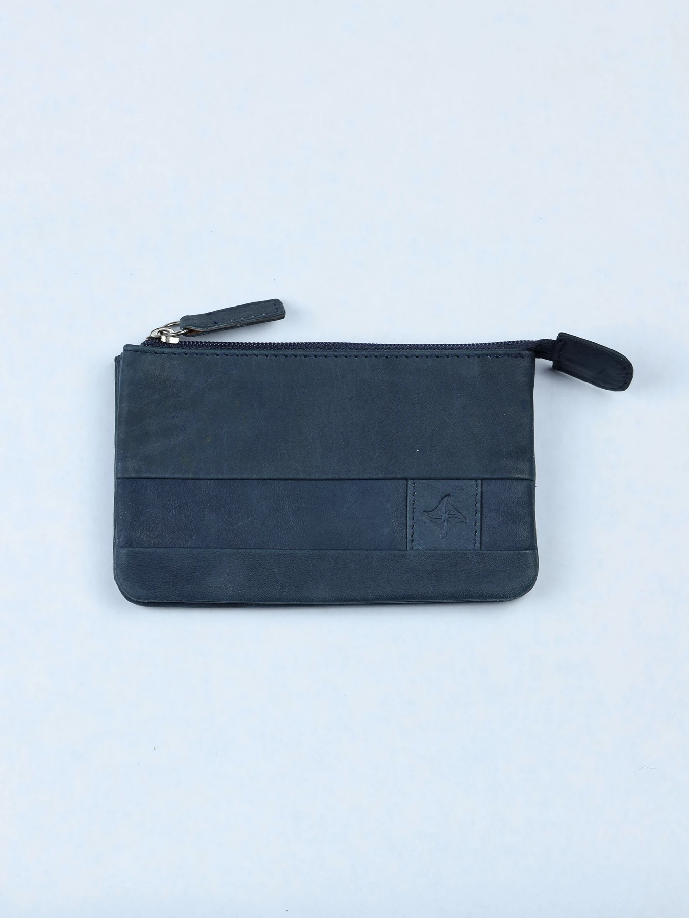 Cartera horizontal compacta de piel · Marino · imagen 1