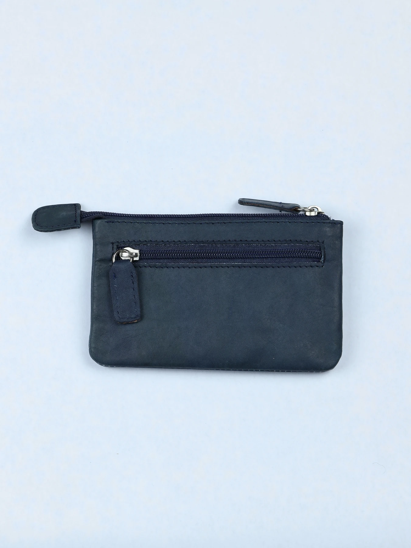 Cartera horizontal compacta de piel · Marino · imagen 2