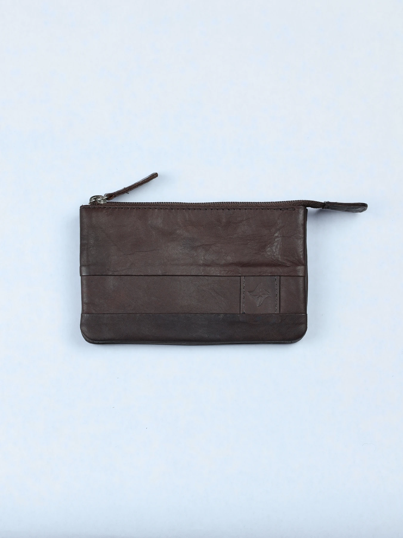 Cartera horizontal compacta de piel · Marrón · imagen 1