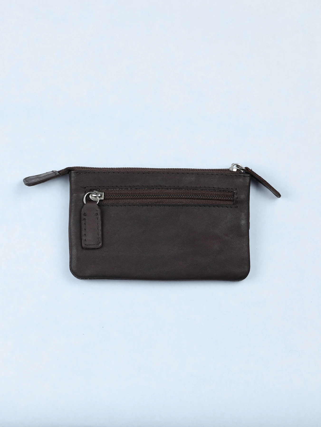 Cartera horizontal compacta de piel · Marrón · imagen 2