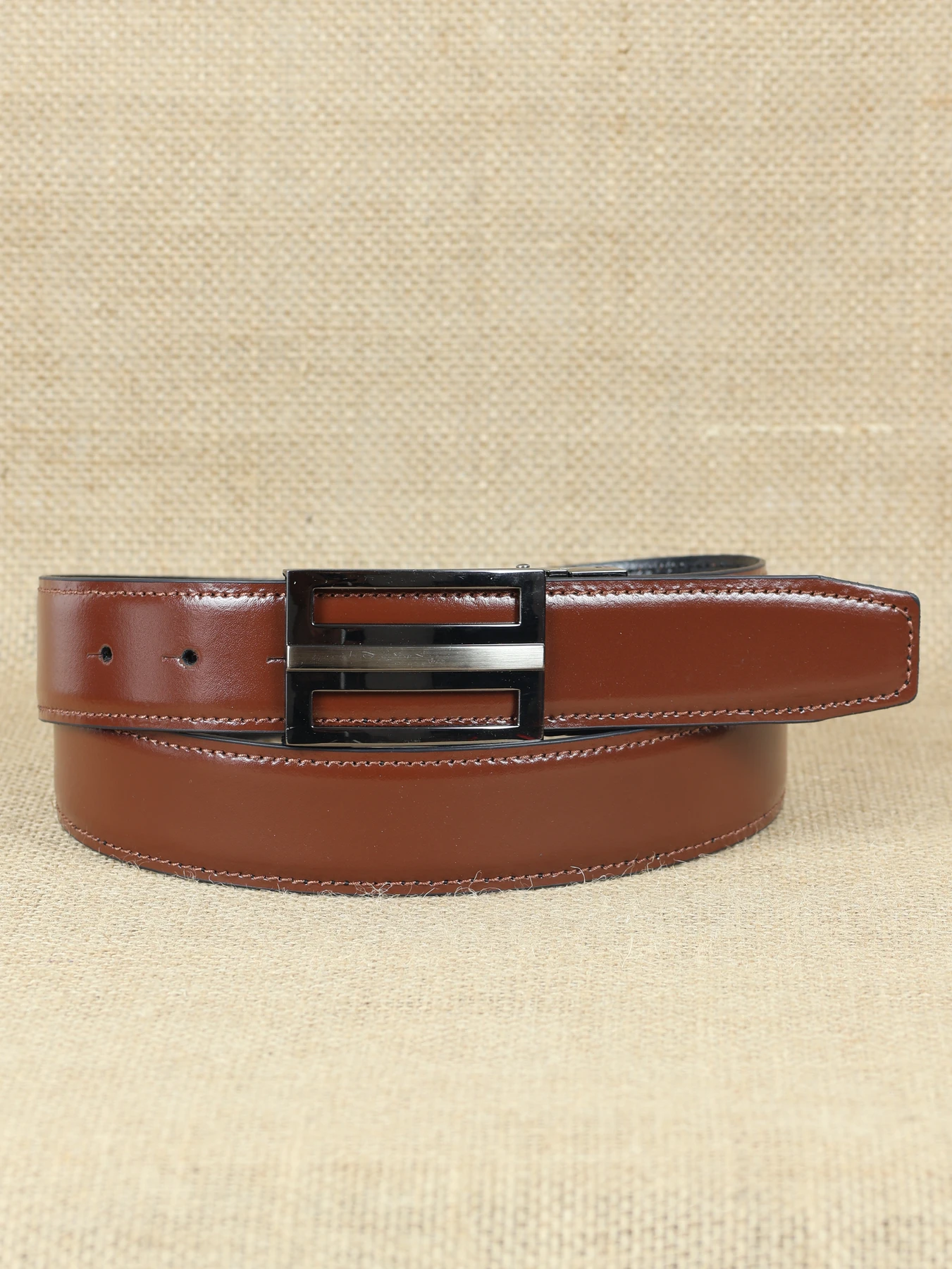Cinturón reversible suave chapado · Negro-Cuero · imagen 1