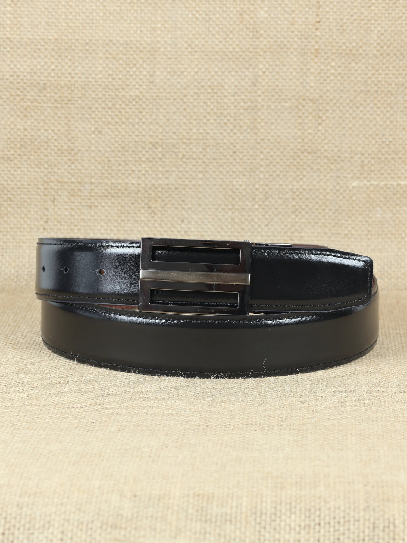 Cinturón reversible suave chapado · Negro-Cuero · imagen 2
