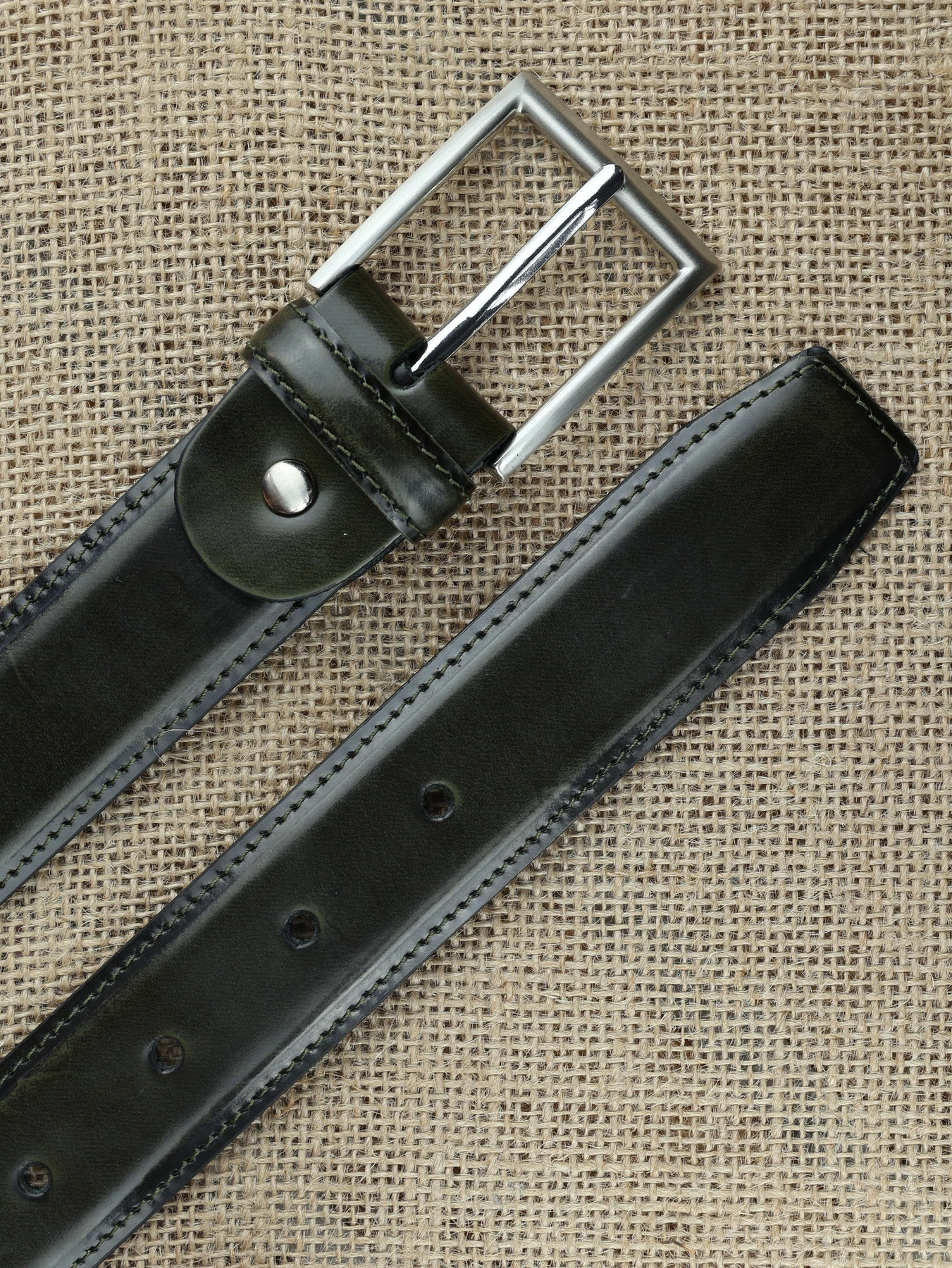 Cinturón de caballero al corte con costura · Kaki · imagen 2