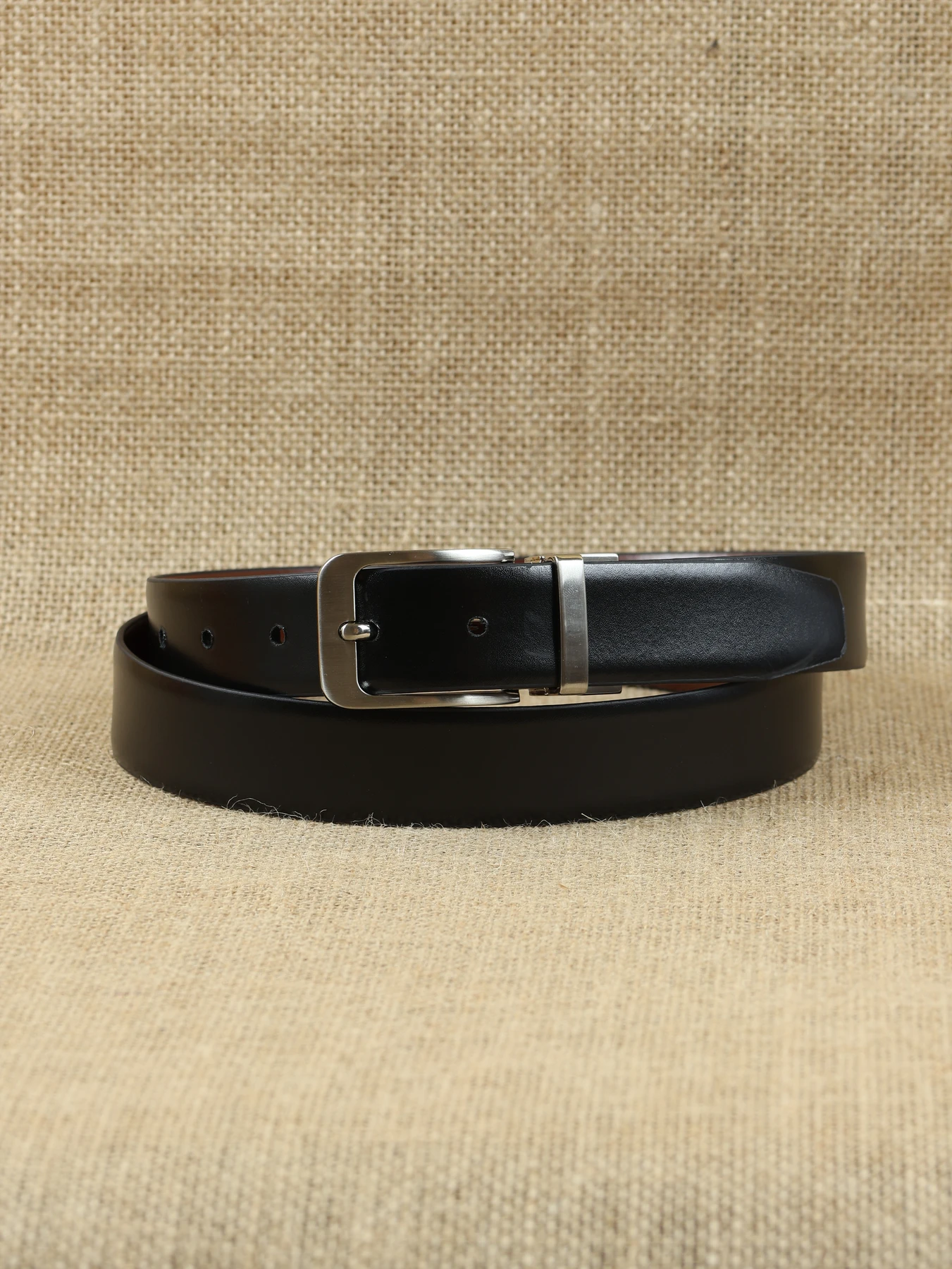 Cinturón de caballero reversible napa sin pespunte · Negro-Cuero · imagen 2