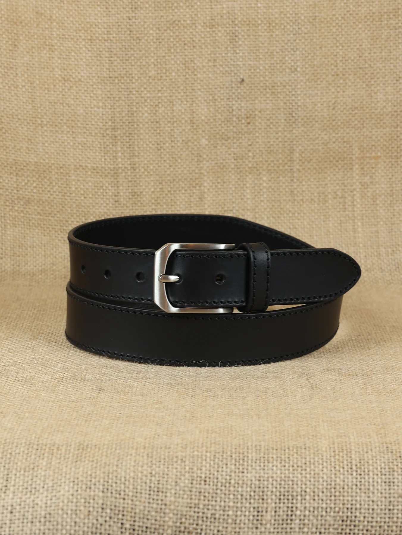Cinturón de caballero serraje cosido · Negro · imagen 1