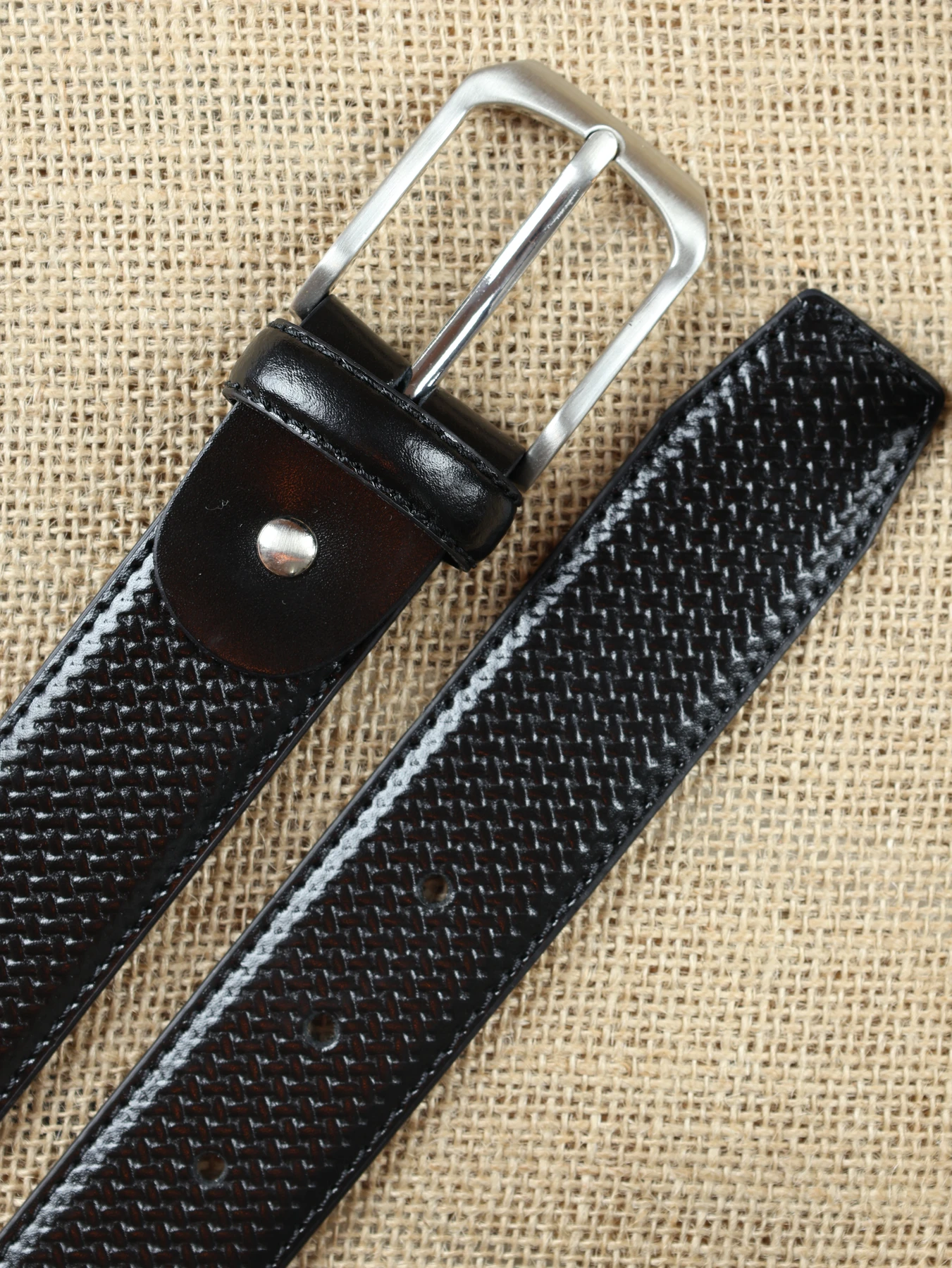 Cinturón de caballero ensamblado pespunte · Negro · imagen 2