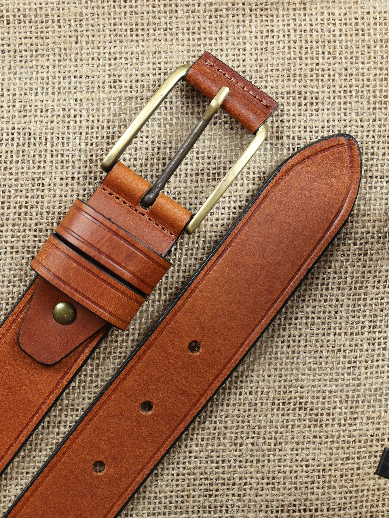 Cinturón de caballero Toi con hebilla forrada y doble trabilla · Cuero · imagen 2