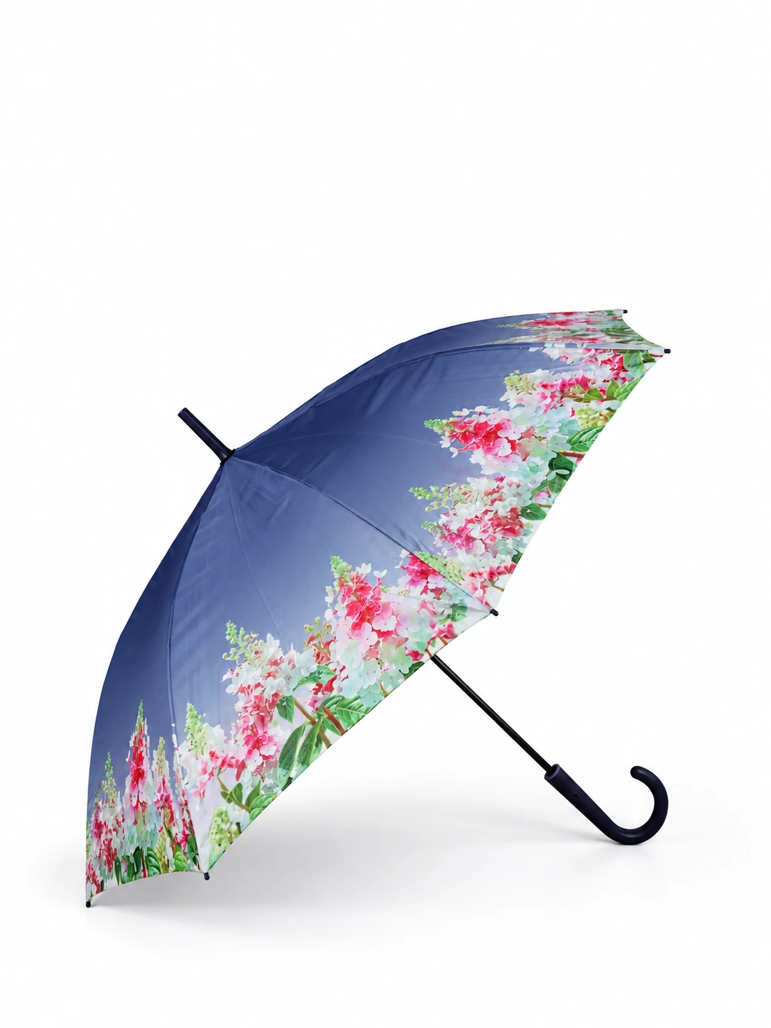 Paraguas largo floral con mango curvo · Azul · imagen 1