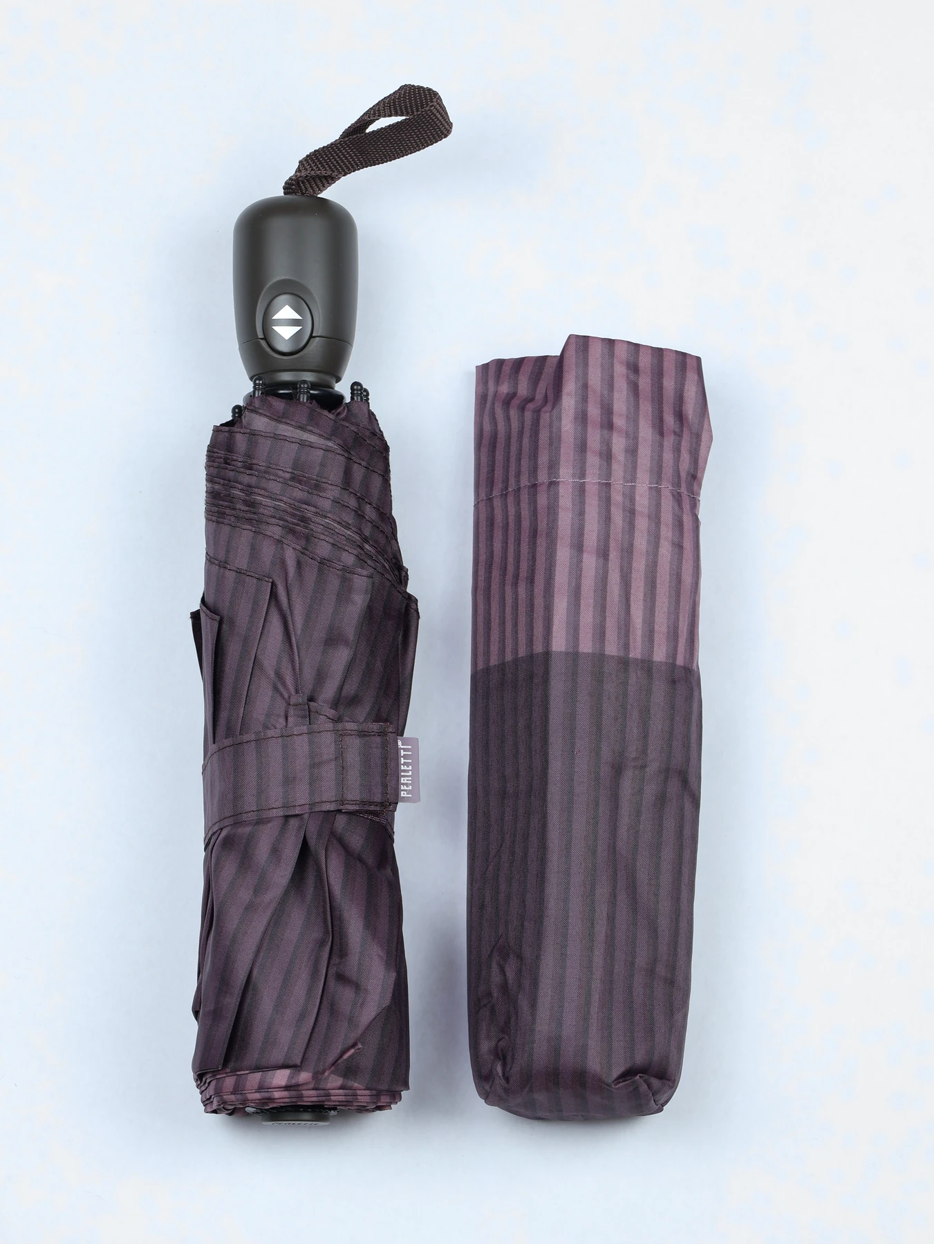 Paraguas plegable de rayas doble automático · Burdeos · imagen 1